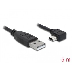 Przewód USB 2.0 typ A wtyk męski - typ mini-B wtyk męski kątowy 5m Delock 82684
