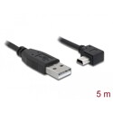 Przewód USB 2.0 typ A wtyk męski - typ mini-B wtyk męski kątowy 5m Delock 82684
