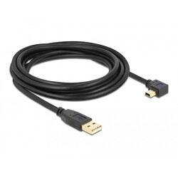 Przewód USB 2.0 typ A wtyk męski - typ mini-B wtyk męski kątowy 3m Delock 82683 Przewód USB 2.0 typ A wtyk męski - typ mini-B wtyk męski kątowy 3m Delock 82683