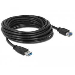 Przedłużacz USB 5Gbps typ A męsko-żeński 5m czarny Delock 85058 Przedłużacz USB 5Gbps typ A męsko-żeński 5m czarny Delock 85058