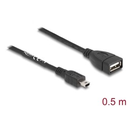 Kabel USB 2.0 A gniazdo - USB 2.0 mini wtyk 50cm Delock 82905