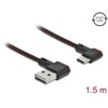 Przewód EASY-USB 2.0 typ A do USB-C męsko-męski kątowy w lewo / w prawo, 1,5m czarny Delock 85282