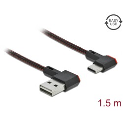 Przewód EASY-USB 2.0 typ A do USB-C męsko-męski kątowy w lewo / w prawo, 1,5m czarny Delock 85282