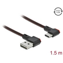 Przewód EASY-USB 2.0 typ A do USB-C męsko-męski kątowy w lewo / w prawo, 1,5m czarny Delock 85282