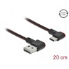 Przewód EASY-USB 2.0 typ A - USB-C męsko-męski kątowy w lewo / w prawo 20cm czarny Delock 85279