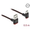 Przewód EASY-USB 2.0 typ A - USB-C męsko-męski kątowy w górę / w dół 50cm czarny Delock 85275