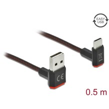 Przewód EASY-USB 2.0 typ A - USB-C męsko-męski kątowy w górę / w dół 50cm czarny Delock 85275