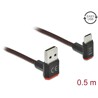 Przewód EASY-USB 2.0 typ A - USB-C męsko-męski kątowy w górę / w dół 50cm czarny Delock 85275