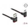 Przewód EASY-USB 2.0 typ A - USB-C męsko-męski kątowy w górę / w dół 2m czarny Delock 85278