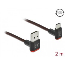 Przewód EASY-USB 2.0 typ A - USB-C męsko-męski kątowy w górę / w dół 2m czarny Delock 85278