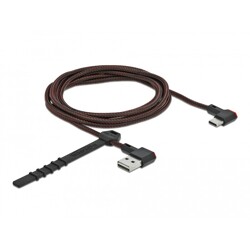Przewód EASY-USB 2.0 typ A do USB-C męsko-męski kątowy w lewo / w prawo 2m czarny Delock 85283