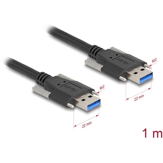 Kabel USB 5Gbps typ A męsko-męski 22mm 1m czarny Delock 80998