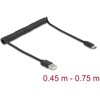 Kabel spiralny USB 2.0 USB typ A - USB-C męsko-męski 0,45m do 0,75m czarny Delock 90368