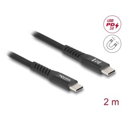 Kabel USB 2.0 USB-C męsko-męski z magnetyczną osłoną tekstylną PD 3.0 60W 2m Delock 81120