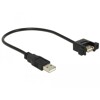 Przewód USB 2.0 typ A wtyk męski - USB 2.0 typ A wtyk żeński do zabudowy panel. 0,25m Delock 85462