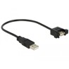 Przewód USB 2.0 typ A wtyk męski - USB 2.0 typ A wtyk żeński do zabudowy panel. 0,25m Delock 85462