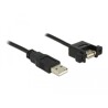 Przewód USB 2.0 typ A wtyk męski - USB 2.0 typ A wtyk żeński do zabudowy panel. 0,25m Delock 85462