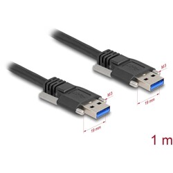 Kabel USB 5Gbps typ A męsko-męski 19 mm / śruby M3 1m czarny Delock 81254