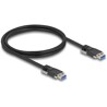 Kabel USB 5Gbps typ A męsko-męski 19 mm / śruby M3 1m czarny Delock 81254
