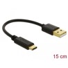 Kabel ładowarki USB typ A do USB-C 3A 15cm Delock 80954