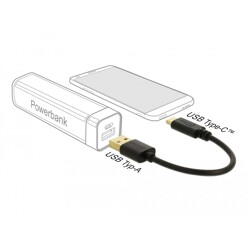 Kabel ładowarki USB typ A do USB-C 3A 15cm Delock 80954