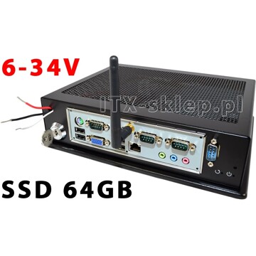 Komputer przemysłowy Atom D510 2GB 1xRS-485 3xRS-232 2xLAN SSD 64GB 6-34V C02-J550-SD64-P-W