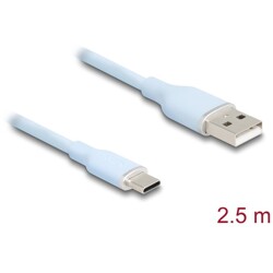 Kabel USB 2.0 USB typ A - USB-C męsko-męski 2,5m niebieski silikon Delock 81223