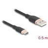 Kabel USB 2.0 USB typ A - USB-C męsko-męski 50cm czarny silikon Delock 81225