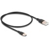 Kabel USB 2.0 USB typ A - USB-C męsko-męski 50cm czarny silikon Delock 81225