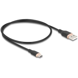 Kabel USB 2.0 USB typ A - USB-C męsko-męski 50cm czarny silikon Delock 81225