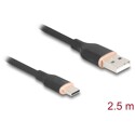 Kabel USB 2.0 USB typ A - USB-C męsko-męski 2,5m czarny silikon Delock 81227