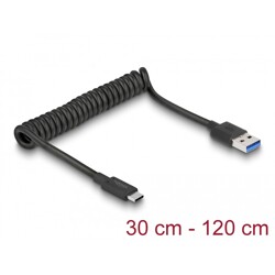 Kabel spiralny USB 3.1 Gen.2 męski typ A do męskiego typ C Delock 85349