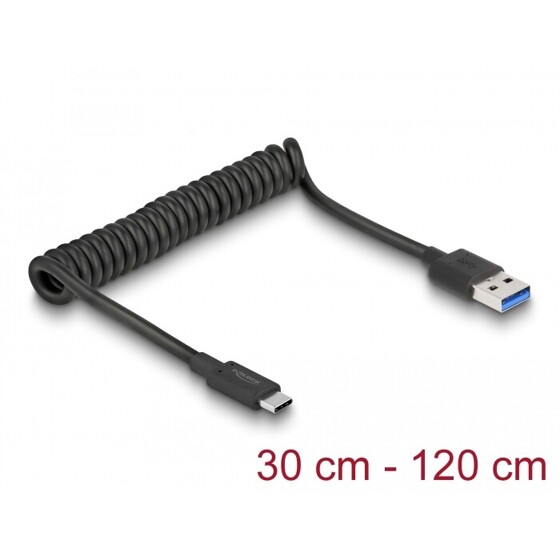 Kabel spiralny USB 3.1 Gen.2 męski typ A do męskiego typ C Delock 85349