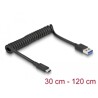 Kabel spiralny USB 3.1 Gen.2 męski typ A do męskiego typ C Delock 85349