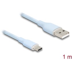 Kabel USB 2.0 USB typ A - USB-C męsko-męski 1m niebieski silikon Delock 81222