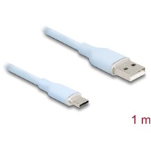 Kabel USB 2.0 USB typ A - USB-C męsko-męski 1m niebieski silikon Delock 81222