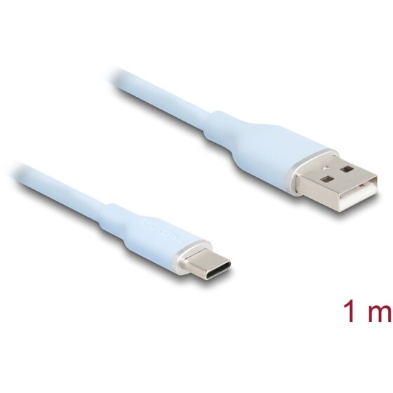 Kabel USB 2.0 USB typ A - USB-C męsko-męski 1m niebieski silikon Delock 81222