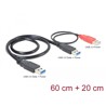 Wzmacniacz USB 3.0 typ Y - USB-A M + USB-A M Power do USB-A M 60cm Delock 82908