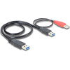Wzmacniacz USB 3.0 typ Y - USB-A M + USB-A M Power do USB-A M 60cm Delock 82908