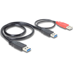 Wzmacniacz USB 3.0 typ Y - USB-A M + USB-A M Power do USB-A M 60cm Delock 82908 Wzmacniacz USB 3.0 typ Y - USB-A M + USB-A M Power do USB-A M 60cm Delock 82908