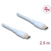 Kabel USB 2.0 USB-C męsko-męski PD 3.0 60W 2,5m niebieski silikon Delock 81235