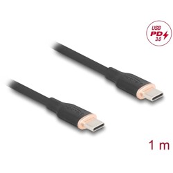 Kabel USB 2.0 USB-C męsko-męski PD 3.0 60W 1m czarny silikon Delock 81238