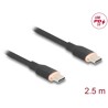 Kabel USB 2.0 USB-C męsko-męski PD 3.0 60W 2,5m czarny silikon Delock 81239