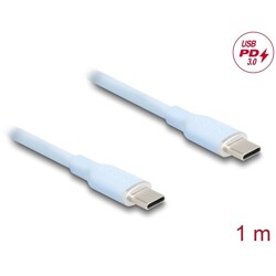 Kabel USB 2.0 USB-C męsko-męski PD 3.0 60W 1m niebieski silikon Delock 81234