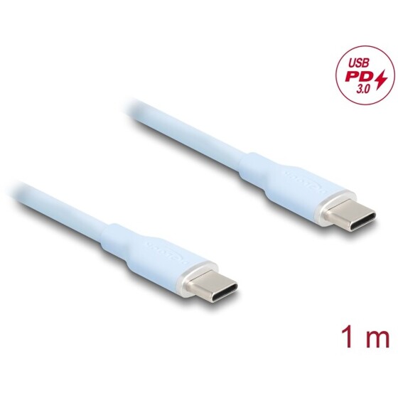 Kabel USB 2.0 USB-C męsko-męski PD 3.0 60W 1m niebieski silikon Delock 81234