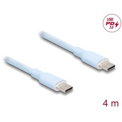 Kabel USB 2.0 USB-C męsko-męski PD 3.0 60W 4m niebieski silikon Delock 81236