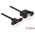 Kabel USB 2.0 micro B gniazdo do montażu - USB 2.0 A gniazdo do montażu 0,25m Delock 85109