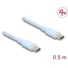Kabel USB 2.0 USB-C męsko-męski PD 3.0 60W 50cm niebieski silikon Delock 81233
