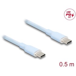 Kabel USB 2.0 USB-C męsko-męski PD 3.0 60W 50cm niebieski silikon Delock 81233