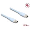 Kabel USB 2.0 USB-C męsko-męski PD 3.0 60W 50cm niebieski silikon Delock 81233